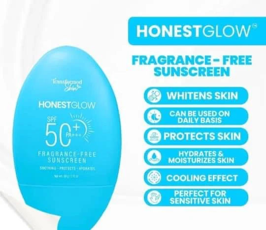Transformed Skin - Honest Glow - Fragrance Free Sunscreen SOF 50 - 50g ( blue )