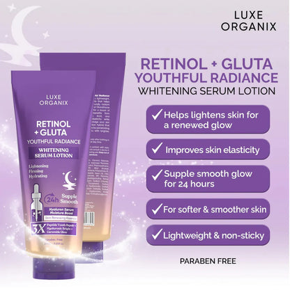 Luxe Organix Retinol + Gluta Whitening Serum Lotion 350ml